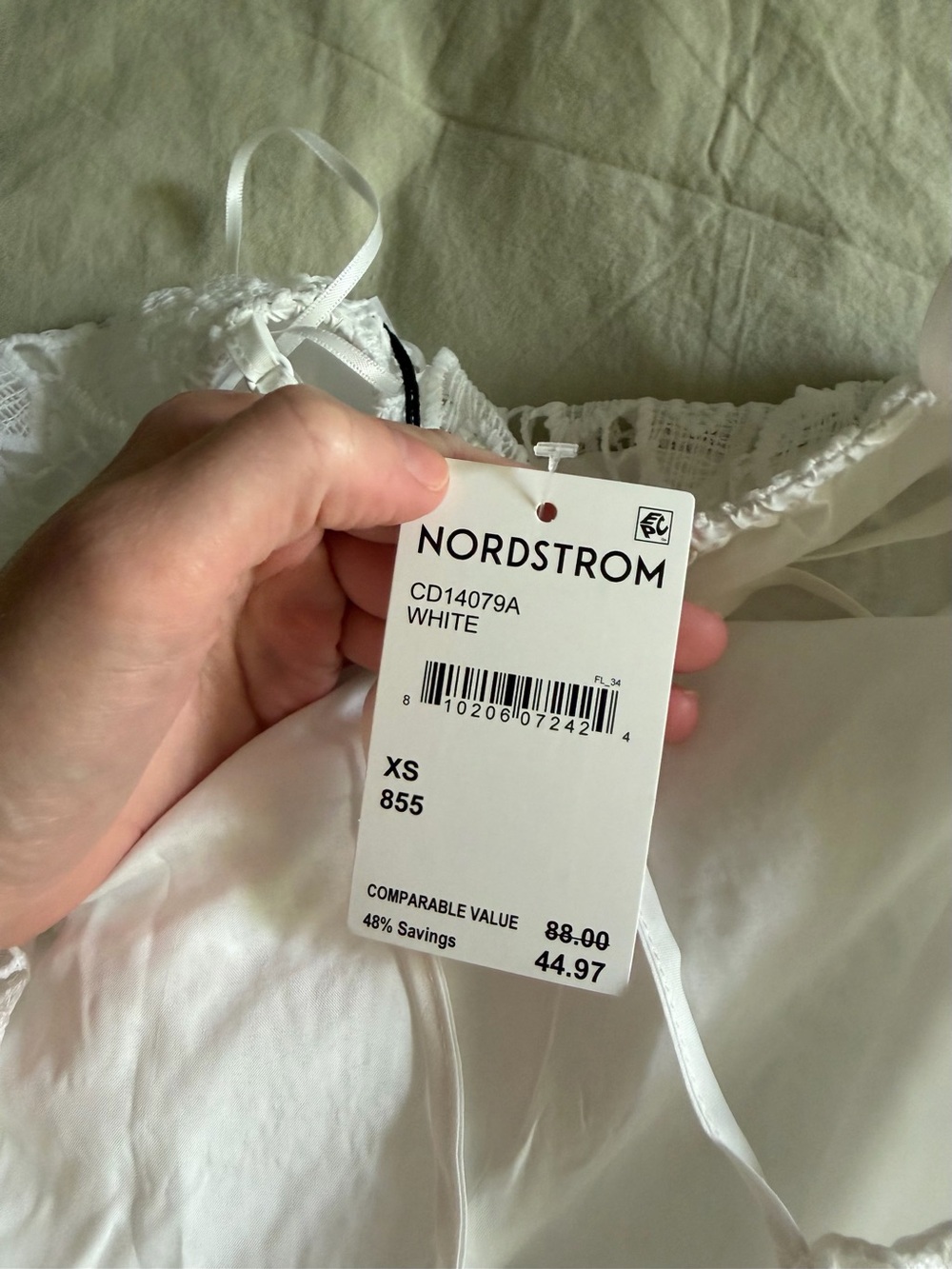 Nordstrom White Lace Mini Dress with Ruffle Hem - Picture 6 of 8